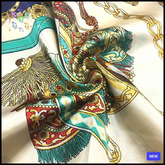 Large Square Satin Scarf Elegant Silk-Like Headscarf Headdress Versatile - Picture 4 of 8